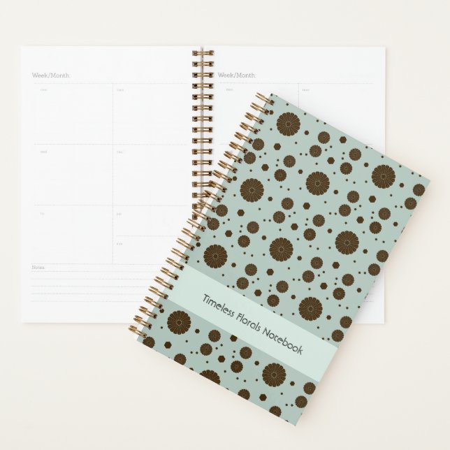 Dark Brown Micro Floral Sage Green Planner (Display)