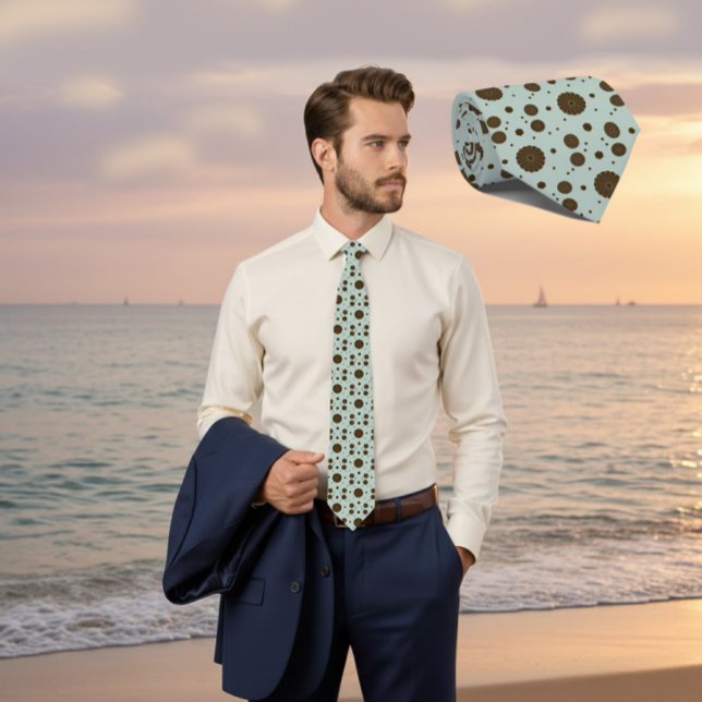 Dark Brown Micro Floral Sage Green Tie (Creator Uploaded)