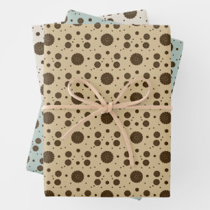 Dark Brown Micro Floral Sand, Sage green, beige Wrapping Paper Sheet