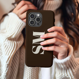 Dark brown Monogram initial iPhone 13 Pro Max Case