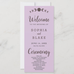 Dark Brown Moon Phases Purple Wedding Program