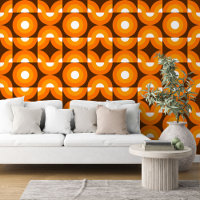 Dark Brown Orange Yellow Round Circles Art Pattern
