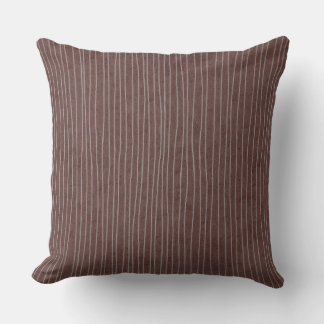 Dark Brown Pale Stripes Throw Pillow