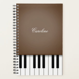 Dark Brown Piano Keyboard Personalised Music Planner