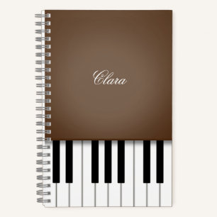 Dark Brown Piano Music Keyboard Personalised Notebook