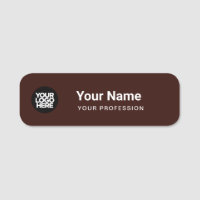 Dark Brown Pin Name Tag or Magnetic with Logo