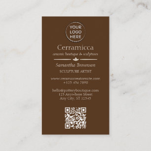 Dark Brown Pottery Vase Ceramic Clay Instructions Business Card