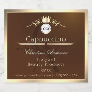 Dark Brown Product Label Gold Frame Logo Monogram