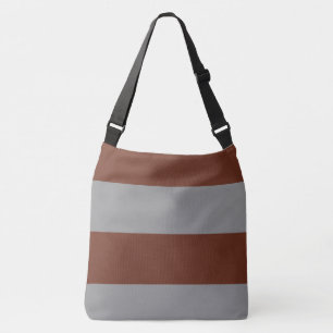 Dark Brown Red and Grey Simple Extra Wide Stripes Crossbody Bag