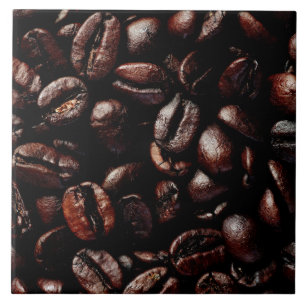 Dark Brown Roasted Coffee Beans Texture Tile