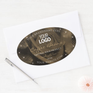 Dark Brown Rose Palm Leaves Product Label Add Logo