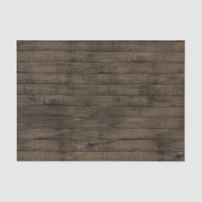 Dark Brown Rustic Barn Wood Tissue Paper (Front)