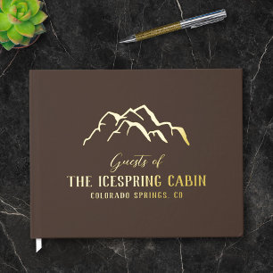 Dark Brown Rustic Mountain Tops Cabin Guest Book