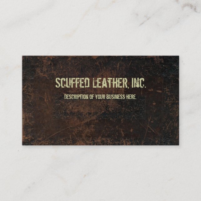 Dark Brown Scuffed Leather Look Business Card (Front)