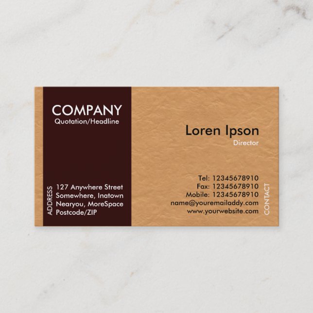 Dark Brown SideBand - Light Brown Paper Texture Business Card (Front)