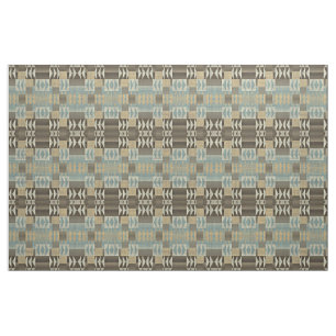 Dark Brown Taupe Beige Seafoam Green Ethnic Look Fabric