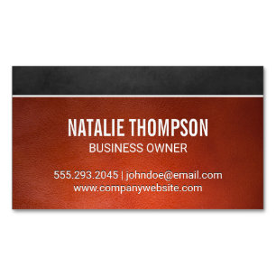 Dark Brown Texture   Orange Leather Background Magnetic Business Card