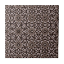 Dark Brown Tribal Carvings Ceramic Tile