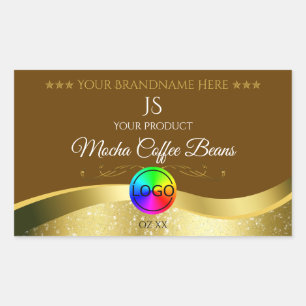Dark Brown Wavy Gold Logo Monogram Product Label