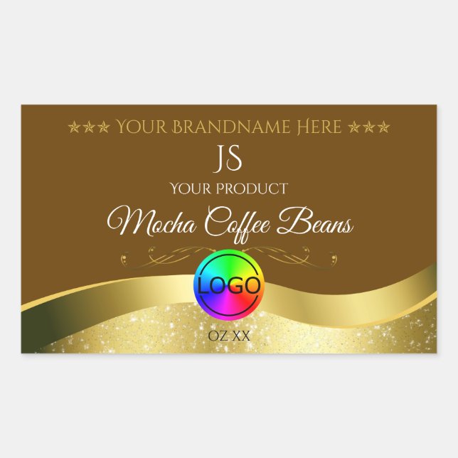 Dark Brown Wavy Gold Logo Monogram Product Label (Front)