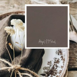 Dark Brown Wedding Cocktail Napkin