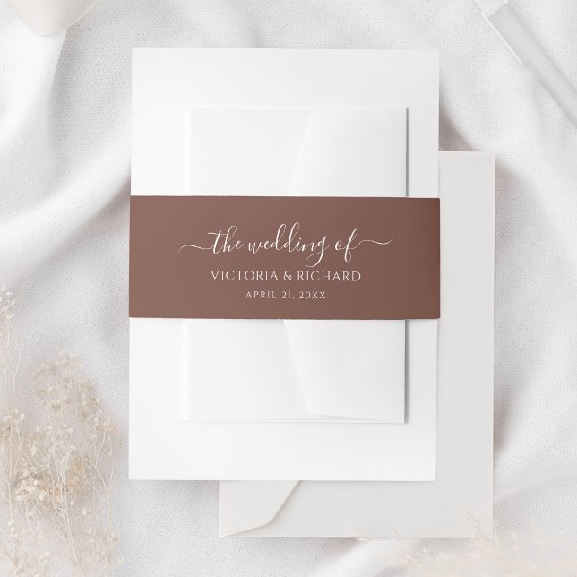Dark Brown Wedding Invitation Belly Band (Creator Uploaded)