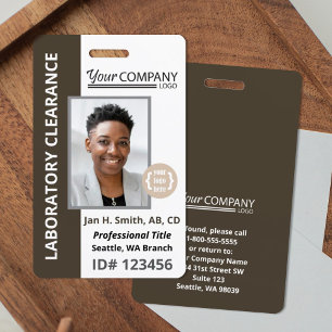 Dark Brown, White Company Entry Employee Photo ID ID Badge