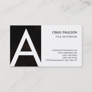 Dark Brown White Monogram Pattern Business Card