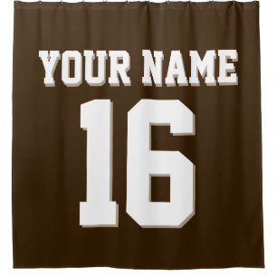 Dark Brown White Sports Jersey Team Jersey Shower Curtain