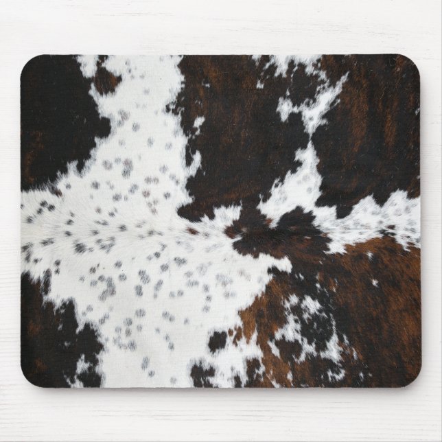Dark Brown & White Spotted Cowhide Mouse Pad (Front)