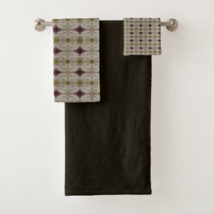 Dark Brown With Two Pieces patterned Bath Towel Set