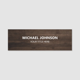 Dark Brown Wood Custom Name Tag