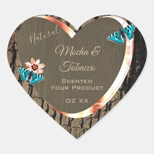 Dark Brown Wood Grain Product Labels Butterflies (Front)