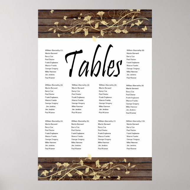 Dark Brown Wood Seating Chart (Front)