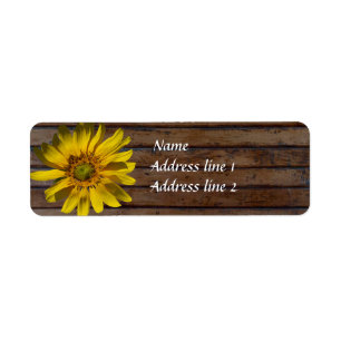 Dark Brown Wood Sunflower Address Labels