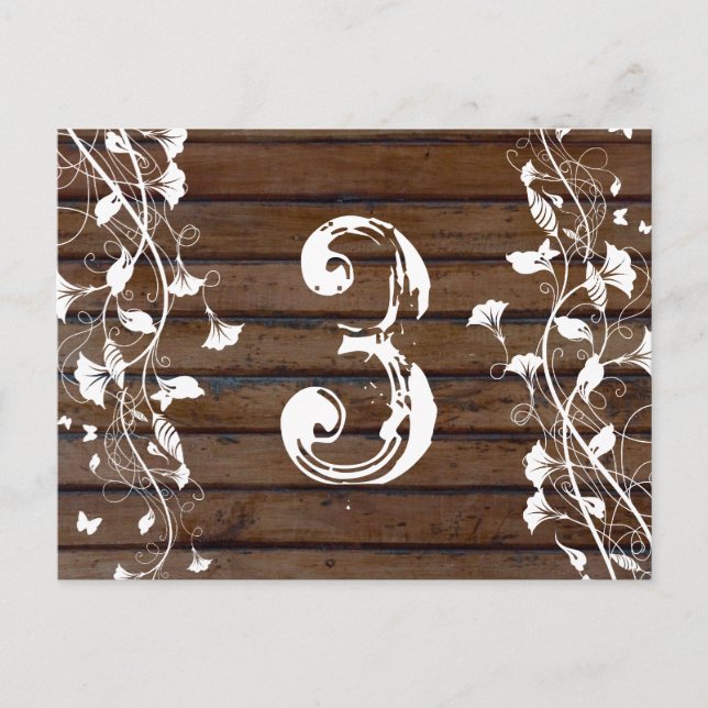 Dark Brown Wood Table Number Postcard (Front)