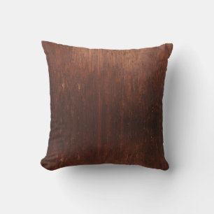 Dark Brown Wood Texture Throw Pillow