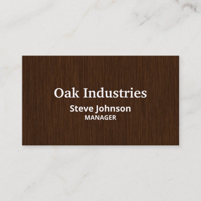 Dark Brown Woodgrain Look Professional Business Card (Front)
