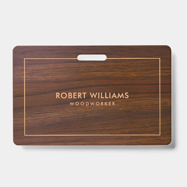  Dark Brown WoodTexture ID Badge (Front)