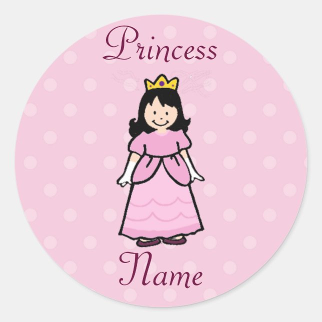Dark Brunette Princess Stickers (Front)