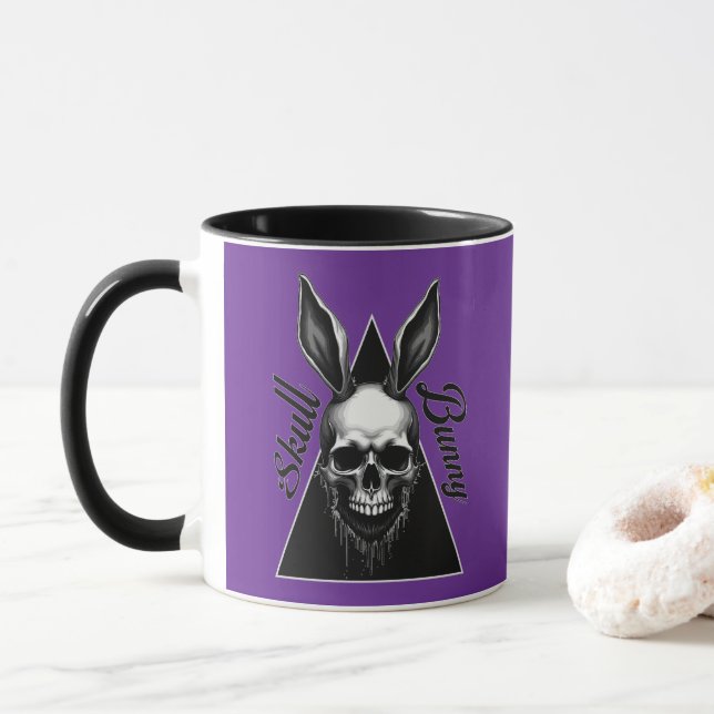 Dark Bunny – Gothic Easter Art - caneca Mug (With Donut)