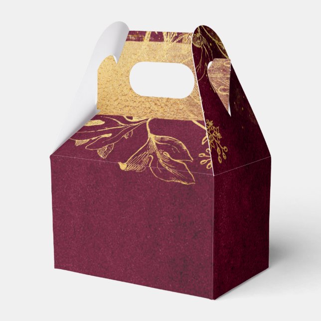 Dark Burgundy and Gold Favour Box (Back Side)
