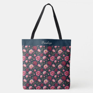 Dark Burgundy and Pink Tote Bag