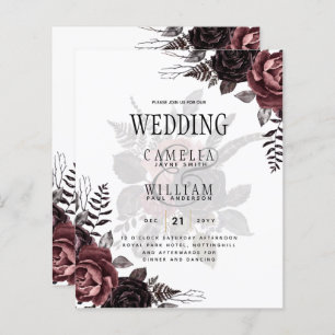 Dark Burgundy Black Roses Wedding Fall Winter