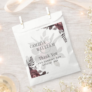 Dark Burgundy Black Roses Wedding Fall Winter Favour Bags