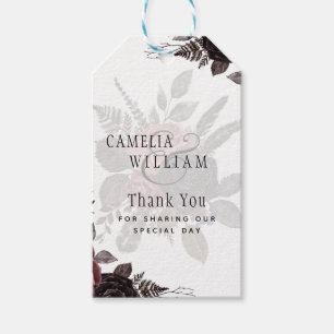Dark Burgundy Black Roses Wedding Fall Winter Gift Tags