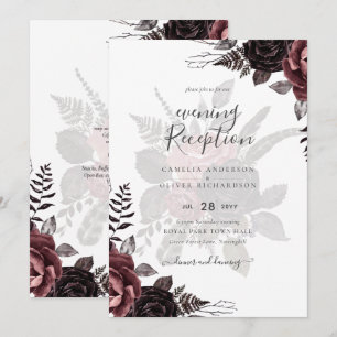 Dark Burgundy Black Roses Wedding Fall Winter Invitation
