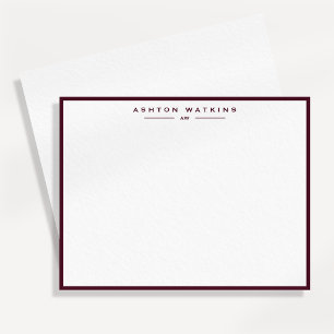 Dark Burgundy Border Personalised Note Card