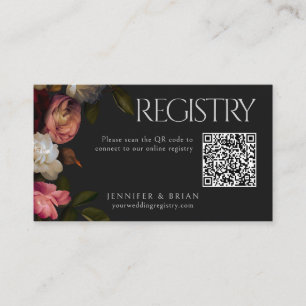 Dark Burgundy Cream Peonies Black Shower Registry Enclosure Card
