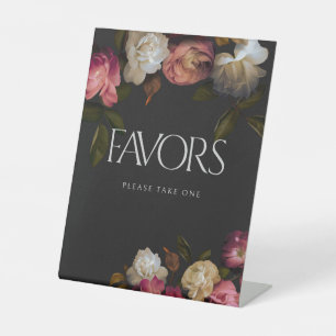 Dark Burgundy & Cream Peonies Black Shower Welcome Pedestal Sign